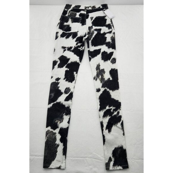 We Wore What Cow Print Black and White Stiletto Slit Jeans SIZE 25 - Picture 4 of 8